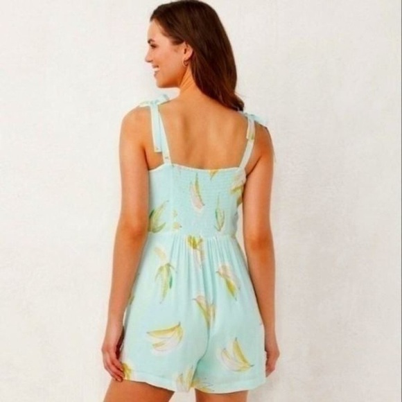 Lauren Conrad Mint Tropical Banana Romper Lined with Shoulder Ties Size XXL - Picture 5 of 14